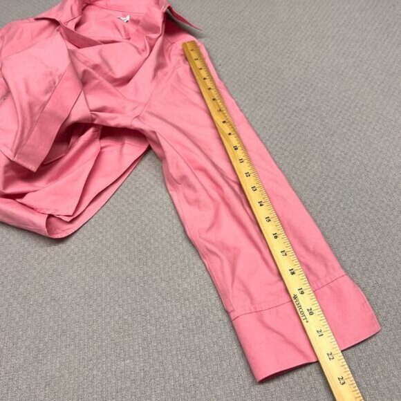 Foxcroft Top Womens 14 Pink Cotton Button Down Preppy Business Casual - Picture 9 of 9